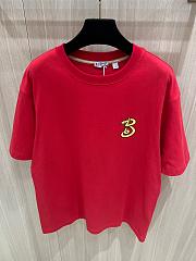 Burberry Short Sleeves with Snake Embroidery T-Shirt In Red - 3