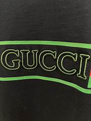 Gucci Ribbon flag print short sleeves t-shirt dark blue - 6