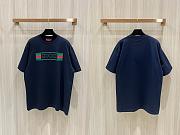 Gucci Ribbon flag print short sleeves t-shirt dark blue - 5