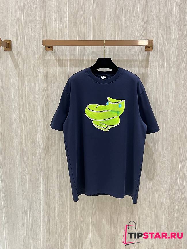 Loewe Jelly Green Snake Short Sleeves T-Shirt In Black - 1