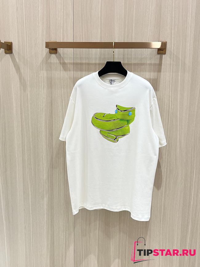 Loewe Jelly Green Snake Short Sleeves T-Shirt In White - 1