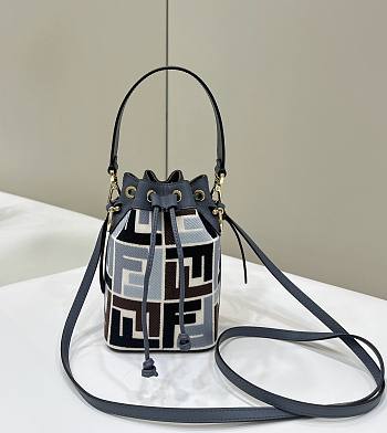 Fendi Mon Tresor Minibag in velluto FF jacquard azzurro