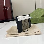 Gucci GG Supreme Card Holder Wallet In Beige/Black - 6