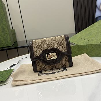 Gucci Luce continental wallet in beige and ebony canvas