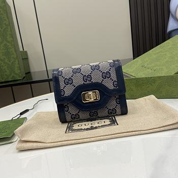 Gucci  Luce continental wallet in blue and ebony canvas