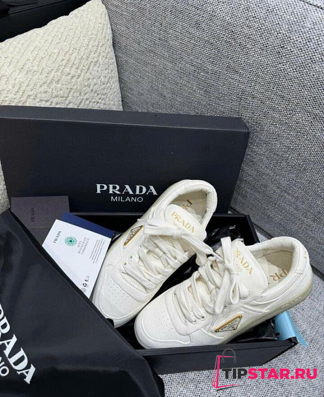 Prada Downtown ivory leather trainer white - 1