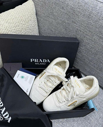 Prada Downtown ivory leather trainer white