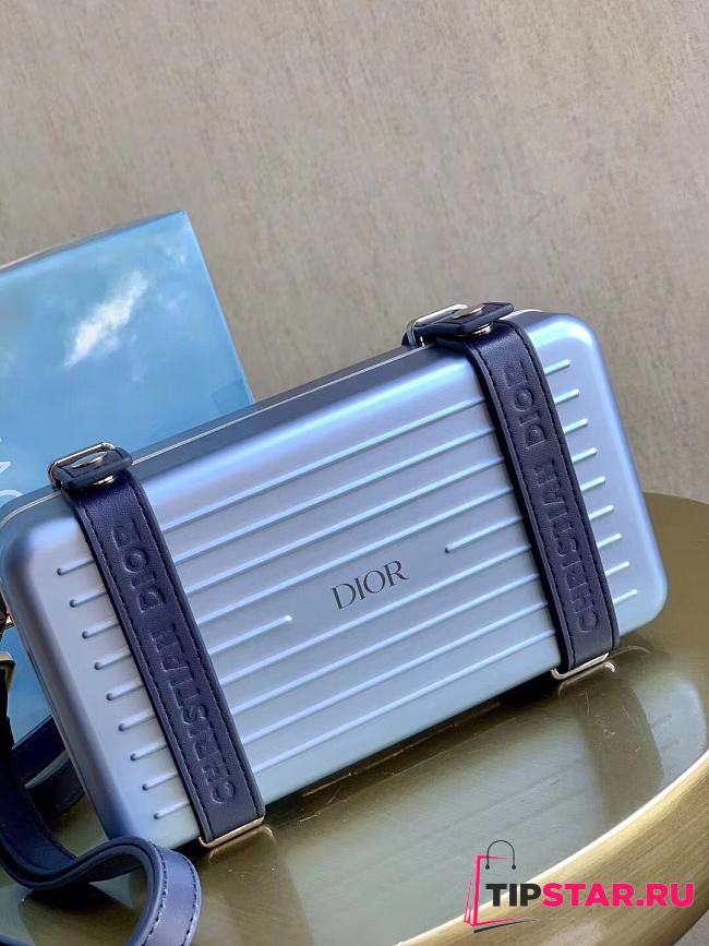 Dior x Rimowa Aluminum Cross-Body Bag Blue - 1