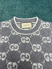 Gucci GG Monogram Wool Curly Bouclé Jacquard Top Sweater Gray - 5