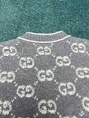 Gucci GG Monogram Wool Curly Bouclé Jacquard Top Sweater Gray - 2