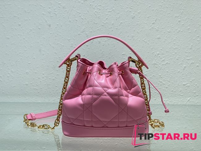 Dior Small Jolie Bucket Bag Macrocannage Lambskin And Calfskin Pink - 1