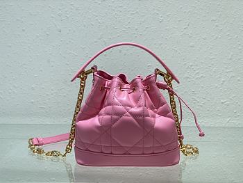 Dior Small Jolie Bucket Bag Macrocannage Lambskin And Calfskin Pink