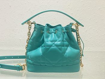 Dior Small Jolie Bucket Bag Macrocannage Lambskin And Calfskin Green