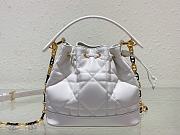 Dior Small Jolie Bucket Bag Macrocannage Lambskin And Calfskin White - 1