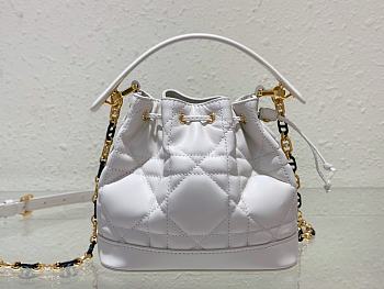 Dior Small Jolie Bucket Bag Macrocannage Lambskin And Calfskin White