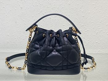 Dior Small Jolie Bucket Bag Macrocannage Lambskin And Calfskin Black