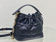 Dior Small Jolie Bucket Bag Macrocannage Lambskin And Calfskin Black - 4