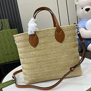 Gucci Leather-trimmed Appliquéd Raffia Tote Size 35x25x10cm - 2