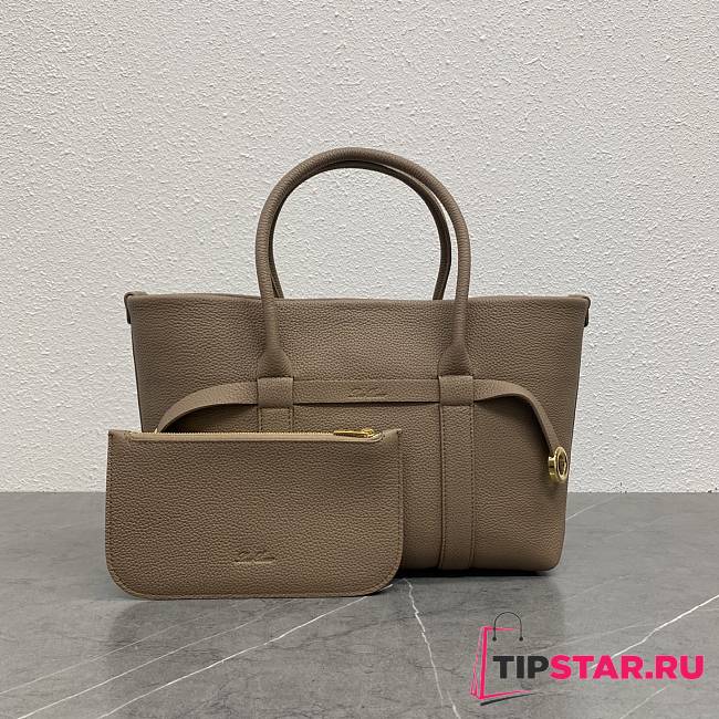 Loro Piana Ghiera Shopper Small Calfskin Fume Taupe - 1