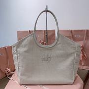 Miumiu Large IVY corduroy handbag in Chalk color - 1