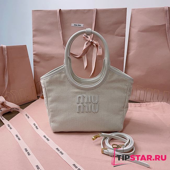 Miumiu IVY corduroy handbag in Chalk color - 1