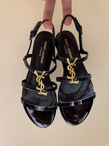 Ysl Saint Laurent 2025Paris classic high-heels sandals in shiny black