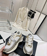 Chanel Tricolor Leather and Mesh CC Low Top Sneakers - 2