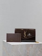 Ysl UPTOWN card case in patent leather brown - 1