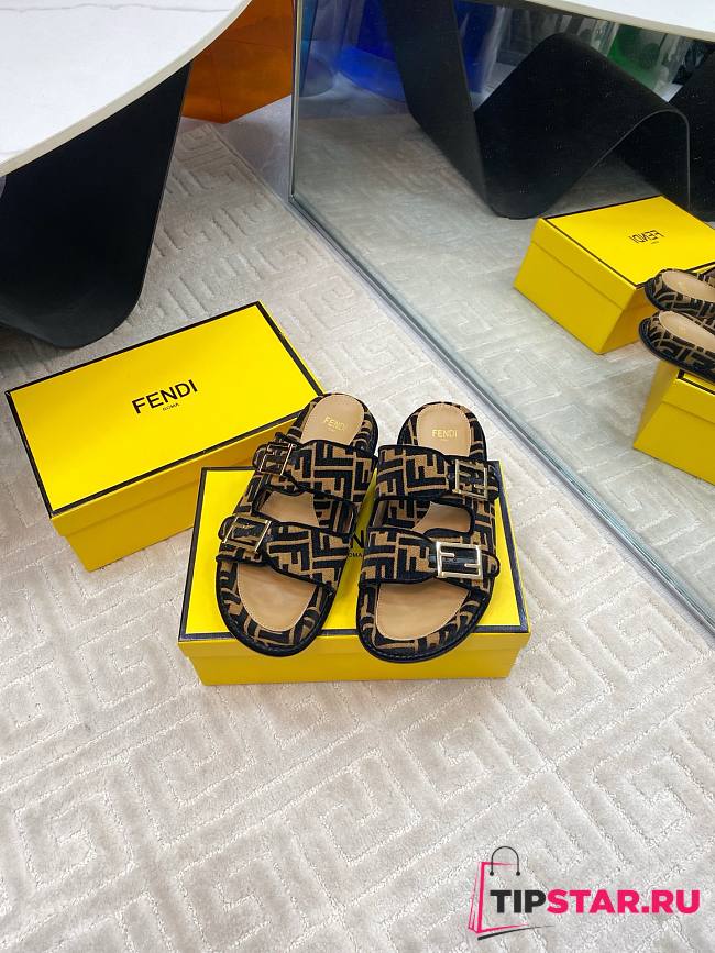 Fendi FF Baguette Sandals In Black - 1