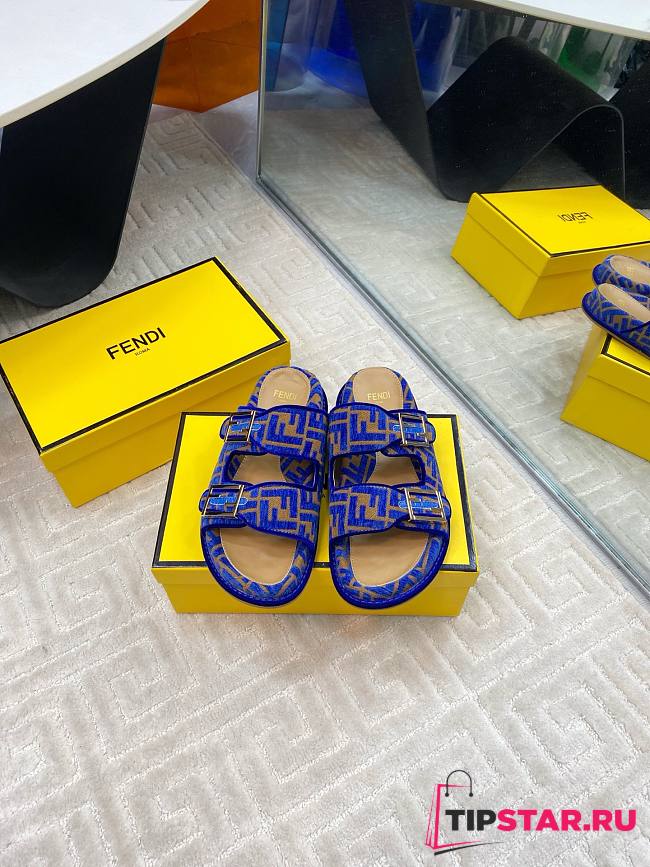 Fendi FF Baguette Sandals In Dark Blue - 1