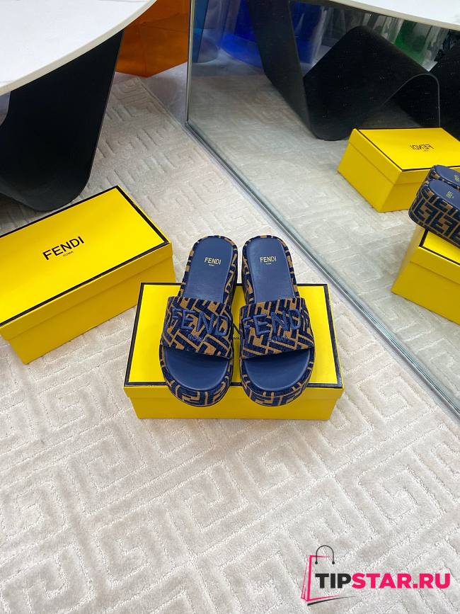 Fendi Roma Sunshine Pequin 6.5 cm In Dark Blue - 1