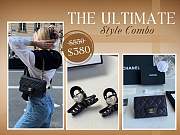 Chanel Combo (Bag+Card Holder+Hairclip) In Black Color - 1