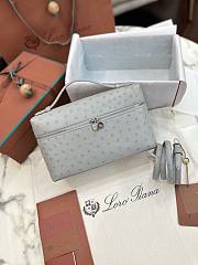 Loro Piana Extra Poket L27 ortrich leather silver lock in blue - 6