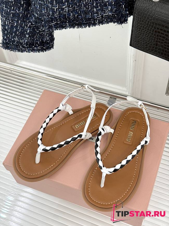 Miumiu 25s Spring Sandals In White/black - 1