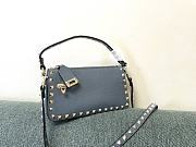 Valentino Small Garavani Rockstud Grainy Calfskin Crossbody In Blue - 1