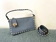 Valentino Small Garavani Rockstud Grainy Calfskin Crossbody In Blue - 5