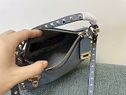 Valentino Small Garavani Rockstud Grainy Calfskin Crossbody In Blue - 6