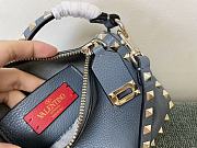 Valentino Small Garavani Rockstud Grainy Calfskin Crossbody In Blue - 3
