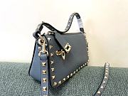 Valentino Small Garavani Rockstud Grainy Calfskin Crossbody In Blue - 2