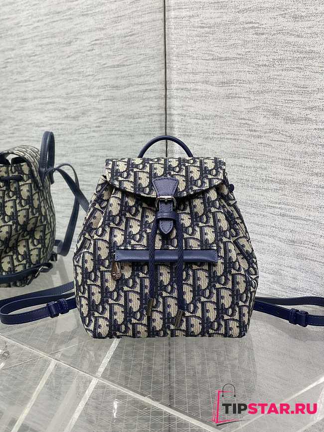 Dior Mini Backpack Oblique In Dark Blue - 1