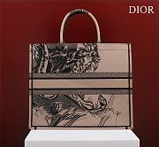 Dior Large Book Tote Brown and Black Macro Toile de Jouy Tiger Embroidery - 3