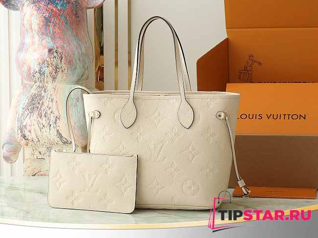 Louis Vuitton Neverfull MM Monogram Empreinte Leather Creme M46676 - 1