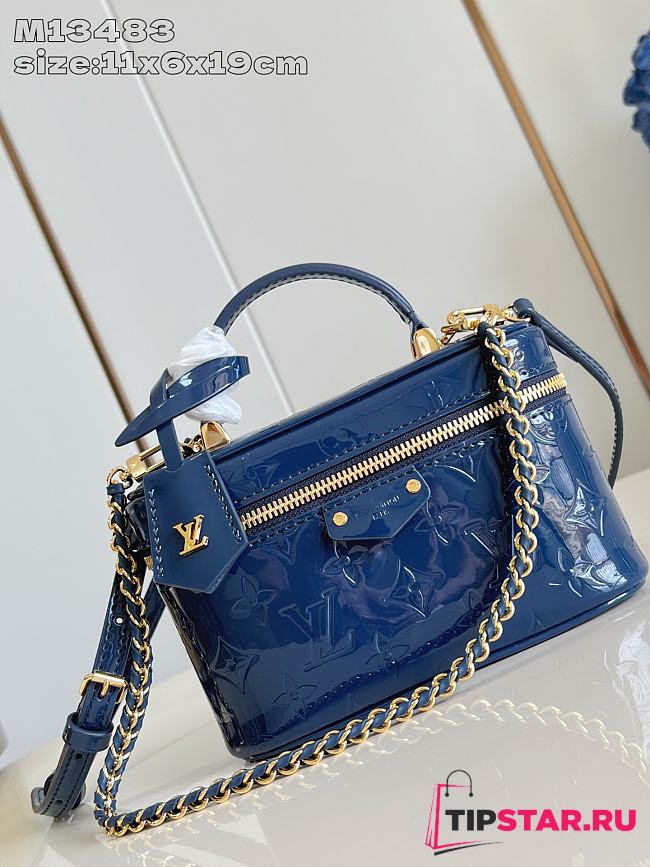 Louis Vuitton Vanity Chain Pouch Monogram Vernis In Sapphire Blue - 1