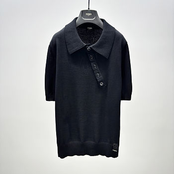 Fendi 25ss short-sleeved polo in black