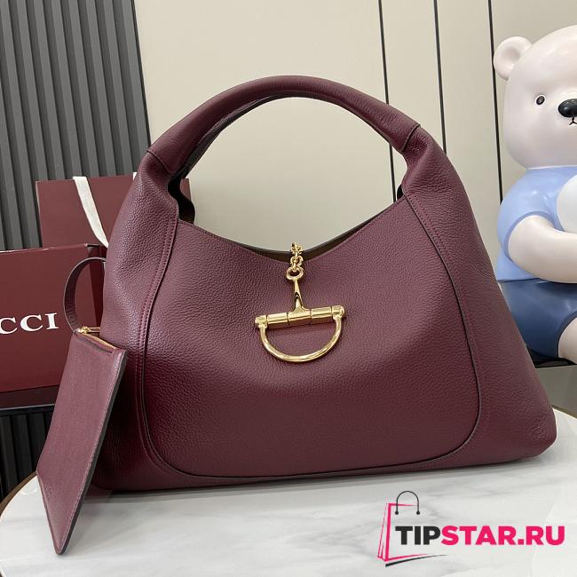 Gucci Softbit large top handle bag Rosso Ancora red grainy leather - 1