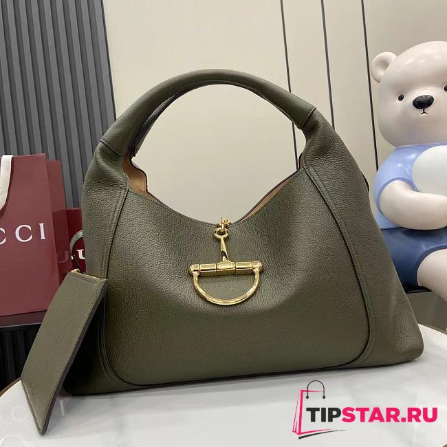 Gucci Softbit large top handle bag Green grainy leather - 1