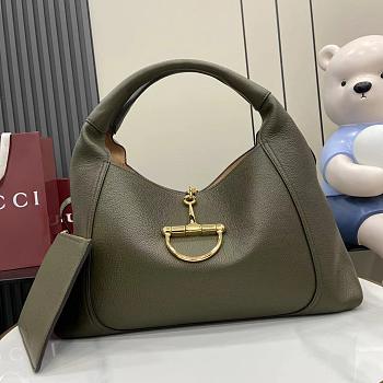 Gucci Softbit large top handle bag Green grainy leather