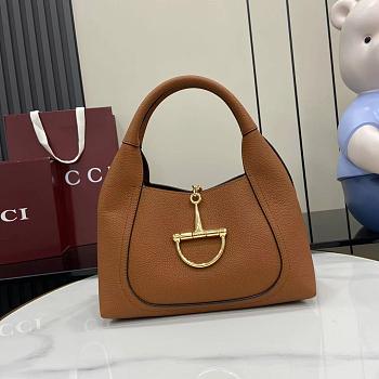 Gucci Softbit medium top handle bag Brown grainy leather