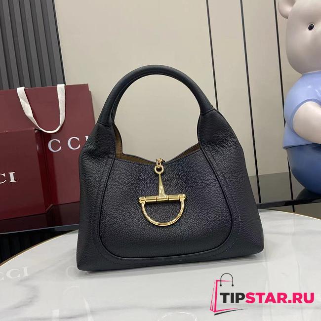 Gucci Softbit medium top handle bag Black grainy leather - 1