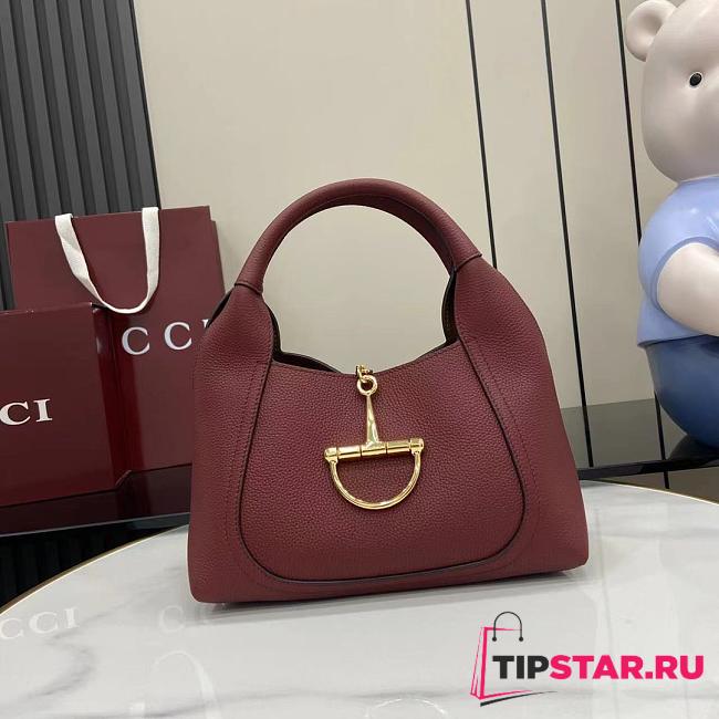Gucci Softbit medium top handle bag Rosso Ancora red grainy leather - 1